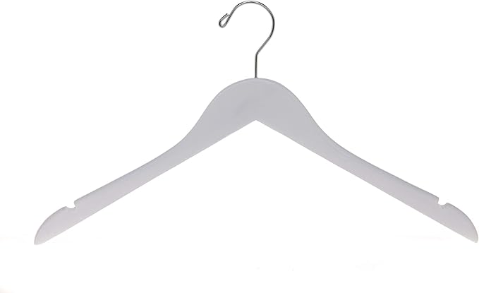 Quality Hangers Semi Curved Wooden Suit Hangers - Smooth Finish Solid Wood Coat Hanger with Swivel Hook - Perfect for Jackets Pants - Dress Clothes Hangers - White - 20 Pack