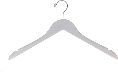 Quality Hangers Semi Curved Wooden Suit Hangers - Smooth Finish Solid Wood Coat Hanger with Swivel Hook - Perfect for Jackets Pants - Dress Clothes Hangers - White - 20 Pack