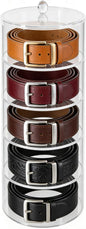 5 Layers Acrylic Belt Organizer, Stackable Storage Box Clear Display Case for Belts, Jewelry, Watches, Hair Accessories, Vanity and Closet, 2.6 Inch Height by 5.5 Inch Diameter