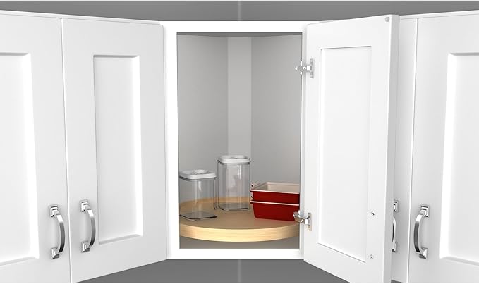 Rev-A-Shelf 20" Single Full Circle Lazy Susan Organizer for Diagonal Corner Kitchen Cabinets, Wooden Turntable Tray with Swivel Bearings, 4WLS001-20-B52