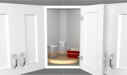 Rev-A-Shelf 20" Single Full Circle Lazy Susan Organizer for Diagonal Corner Kitchen Cabinets, Wooden Turntable Tray with Swivel Bearings, 4WLS001-20-B52