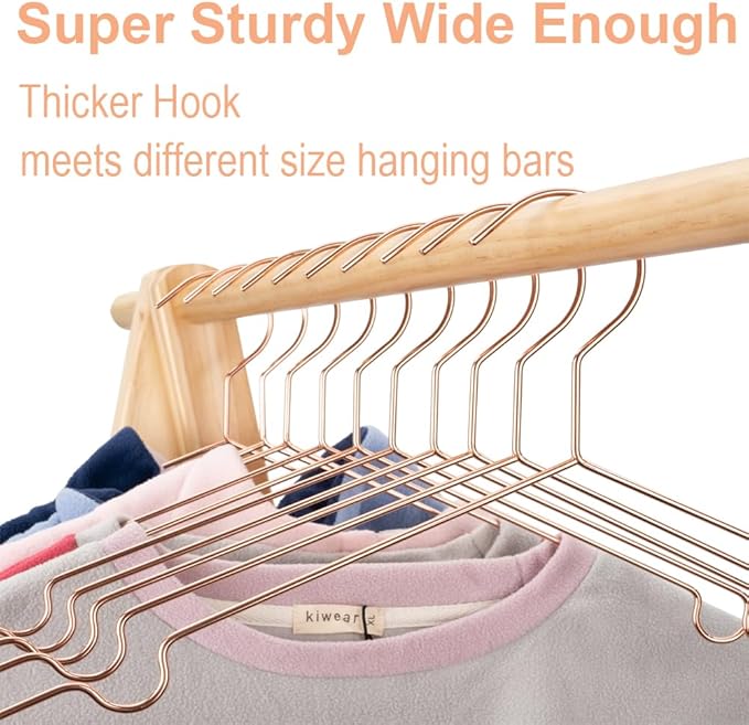 16.5" Rose Gold Copper Clothes Hangers - 30 Pack,Heavy Duty Strong Metal Hanger for Storage Display Sling Organization of Coat Shirts Dresses Jacket Elegant Standard Suit Accessory