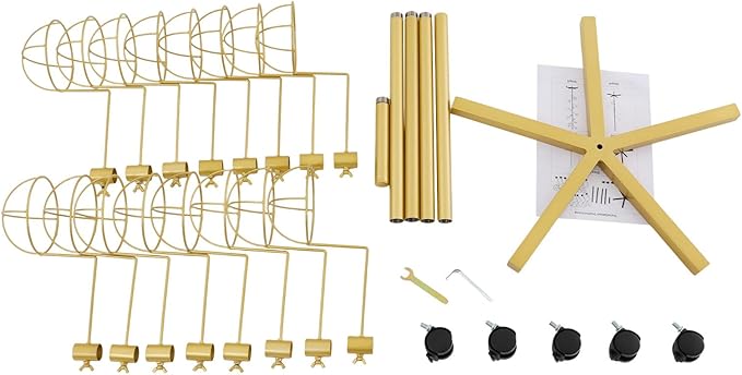 Hat Rack with 16 Circular Hooks, Metal Hat Display Stand, Freestanding Rotating Hat Stand, Adjustable Large Hats Display Rack, Modern Floor Wig Rack for Home Retail Store (Gold)