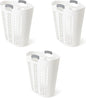Gracious Living Easy Carry Flex Hamper, Large 87.5 Liter Lightweight Plastic Ventilated Laundry Basket Clothes Bin with Handles, White 3 Pack