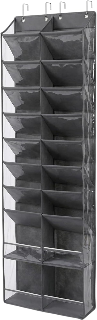 HOMELUX THEORY 30 Pairs Over The Door Shoe Organizer - 10 Tiers Deep Pockets Shoe Rack for Closet, Shoe Rack for Entryway & Hanging Shoe Organizer for Closet for Sneakers, Boots (V3, Dark Gray)