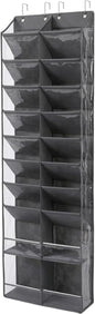 HOMELUX THEORY 30 Pairs Over The Door Shoe Organizer - 10 Tiers Deep Pockets Shoe Rack for Closet, Shoe Rack for Entryway & Hanging Shoe Organizer for Closet for Sneakers, Boots (V3, Dark Gray)