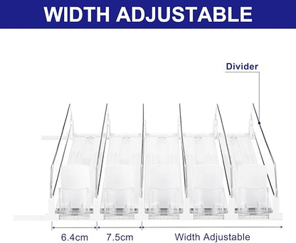 uxcell 5pcs Drink Organizer for Refrigerator, Self-Pushing Soda Can Organizer Width Adjustable Drink Dispenser Beverage Pusher for Fridge Pantry, White
