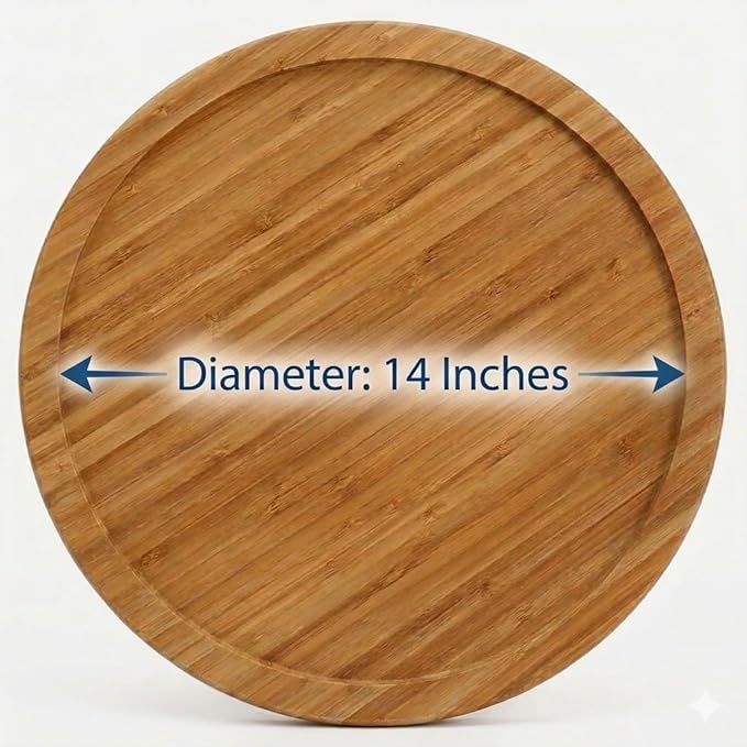 YBM Home Bamboo Wooden Non-Skid Lazy Susan Turntable Fully Rotating Pantry Cabinet