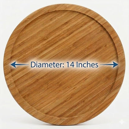 YBM Home Bamboo Wooden Non-Skid Lazy Susan Turntable Fully Rotating Pantry Cabinet