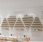 Elegant Wall Mounted Nail Polish Storage Rack Set of 10 Triangular Cosmetic Display Shelves for Essential Oil Bottles, Organize Your Lipsticks and Perfumes in Style at Home or Salon (Gold)