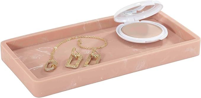 Nicole Miller - Vanity Tray, Resin Countertop Accessories, Dorm Room Essentials (Kendall Collection, Clay)