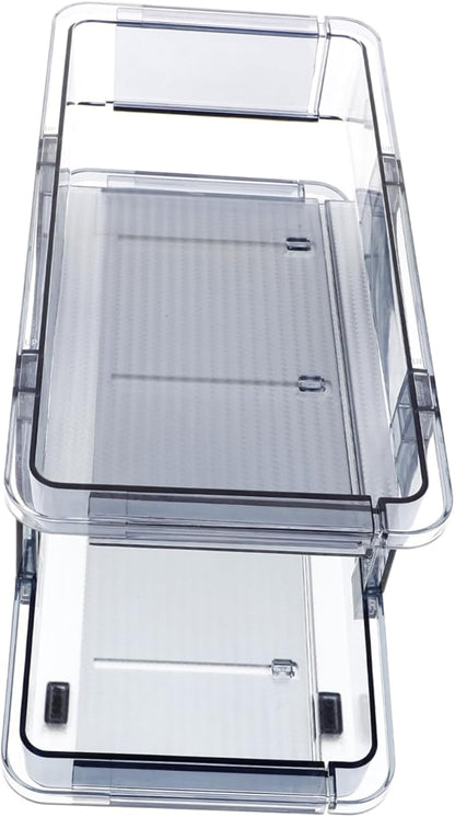 Garneck Soda Can Dispenser Double Tier Rolling Beverage Organizer for Refrigerator Stackable Drink Can Holder Convenient Automatic Front Dispensing for Kitchens and Home Use