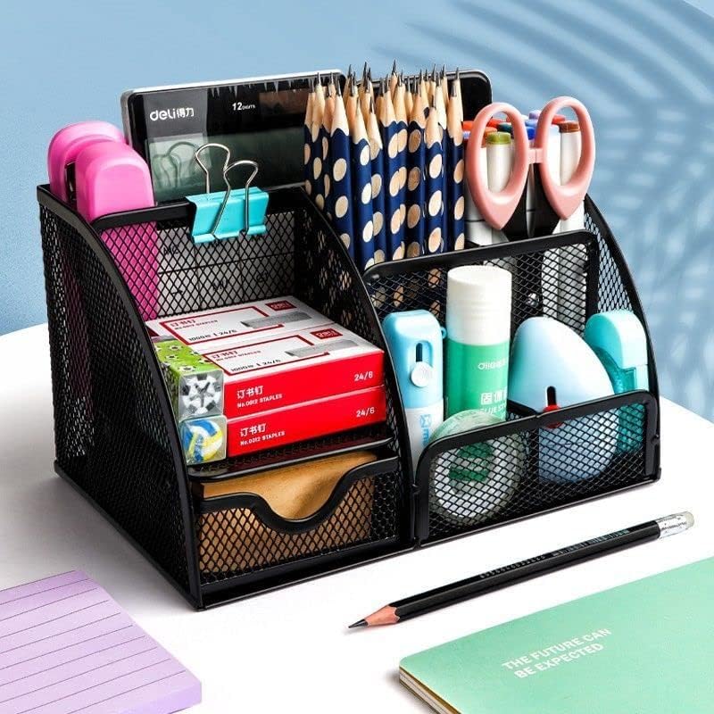 Metal Mesh Stationery Organizer Pen/Pencil Holder - Black - Image 7