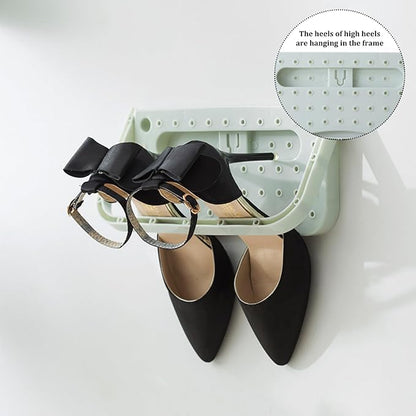 Wall Mounted Shoe Rack 4 Pcs Foldable Hanging Wall Shoes Rack without Drilling Space-saving Shoes Organizer Holder Hanger for Front Door, shoes rack