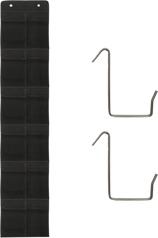 Black Over Door Shoe Organizer, 12 Large Pockets Hanging Storage for Closet Organization, Space Saving Shoe Rack and Accessory Holder