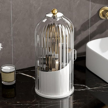Concealed Toothbrush Holder,Toothbrush Holders with Sliding Lid, Rotating 3 Slots Bathroom Organizer Countertop,Waterproof Dustproof Beauty Brushes Storage,Cosmetics Display Case for Vanity Bathroom
