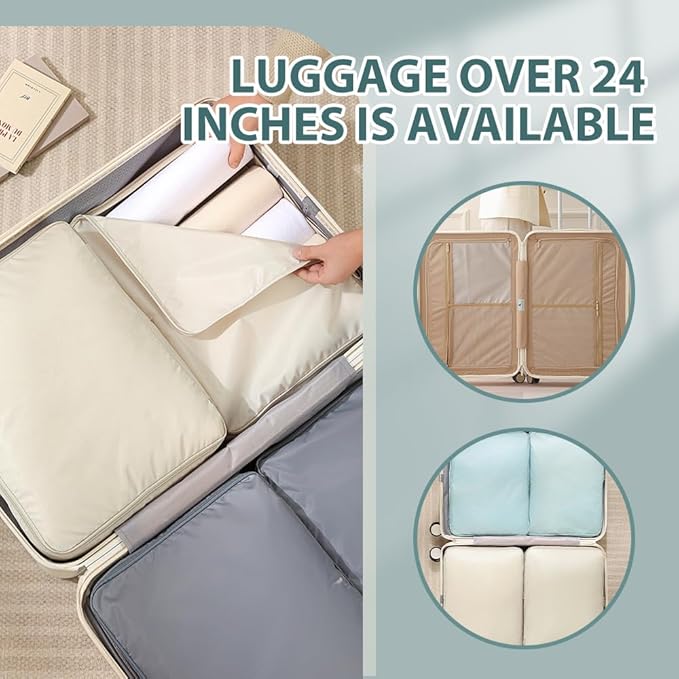 Ultra Space Saving Self Compression Organizer, Space Saver Quilt Compression Storage Bag, Portable Compression Packing Cubes for Travel Heavy Duty Moving Bags (Blue, XL - 54 * 42 * 50cm)