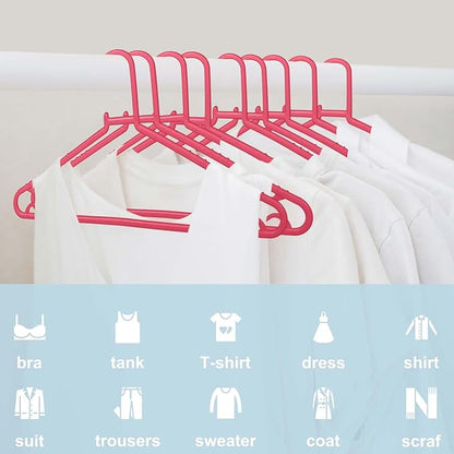 Byomostor Plastic Hangers 50 Pack, Light Weight Durable Clothes Hangers with Hooks Standard Size G-Shape&Non-Slip Coat Hangers for Everyday Use (Pink)