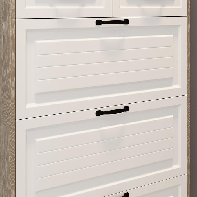 Vibe & Dine Shoe Cabinet, Entryway Shoe Storage Cabinet with 3 Flip Doors and 2 Drawers, 2-in-1 Wooden Shoe Rack Organizer with Coat Hooks for Hallway Cloakroom, Oak Color