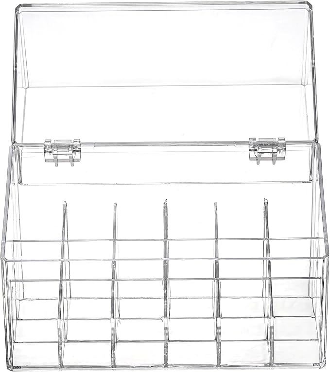 Lipstick Holder Display Case, 18 Slots Acrylic Organizer with Dust Cover, Lip Gloss Holder and Case for Vanity or Drawer, Cosmetic Display and Lipstick Storage Organizer