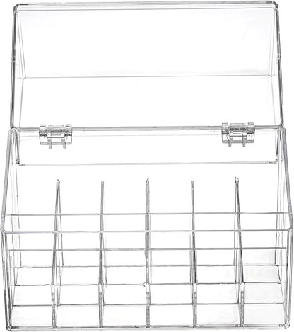 Lipstick Holder Display Case, 18 Slots Acrylic Organizer with Dust Cover, Lip Gloss Holder and Case for Vanity or Drawer, Cosmetic Display and Lipstick Storage Organizer
