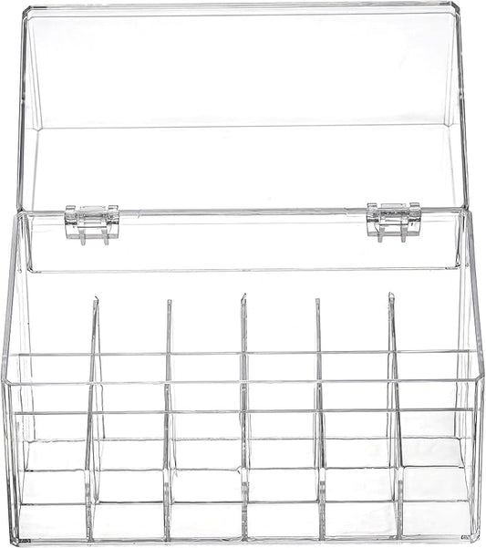 Lipstick Holder Display Case, 18 Slots Acrylic Organizer with Dust Cover, Lip Gloss Holder and Case for Vanity or Drawer, Cosmetic Display and Lipstick Storage Organizer
