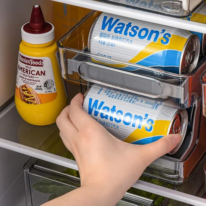 Soda Cans can Be Stacked with Storage Racks and Automatically Roll Off The Beverage Racks, It is Suitable for Refrigerators, Freezers, Kitchens, Countertops and Cabinets (Gray)