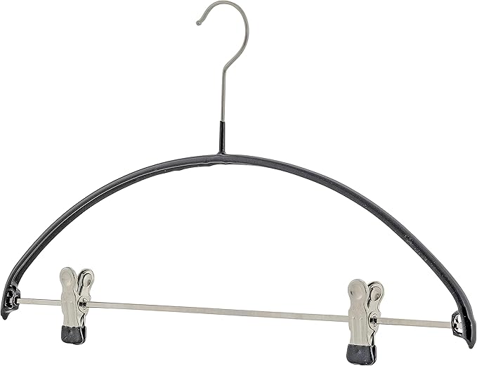 Mawa by Reston Lloyd European Non-Slip Metal Clothing Hanger, Smooth Shoulder Support & Adjustable Pant Clips, 1 Piece, Black