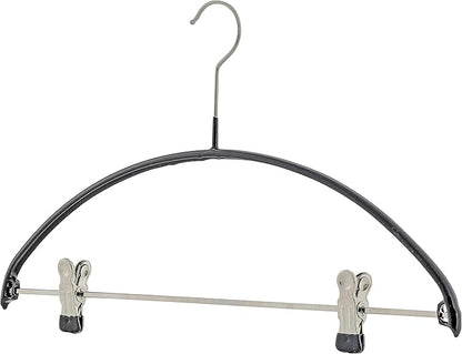 Mawa by Reston Lloyd European Non-Slip Metal Clothing Hanger, Smooth Shoulder Support & Adjustable Pant Clips, 1 Piece, Black
