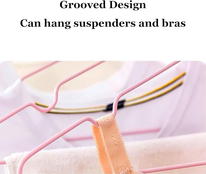 10 Pack Wire Hangers, Heavy Duty Space Saving Non Slip Coat Hangers for Suits, Shirts, Dresses and Trousers - Pink