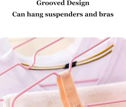 10 Pack Wire Hangers, Heavy Duty Space Saving Non Slip Coat Hangers for Suits, Shirts, Dresses and Trousers - Pink