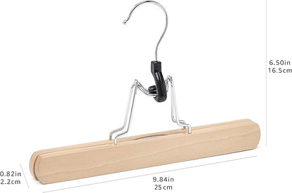 Amazon Basics Sturdy Wooden Pants Hangers for Closet Organization, Natural, 10-Pack