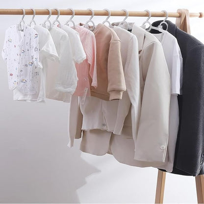 HGYZE Kid Hangers for Closet 50pcs, Grey Infant Clothes Hanger 11-14" Adjustable Plastic Baby Coat Perchas with Bear Hook, Non-Slip Children Outfit Hangars for Girl Boy Toddler Newborn Teen Clothing