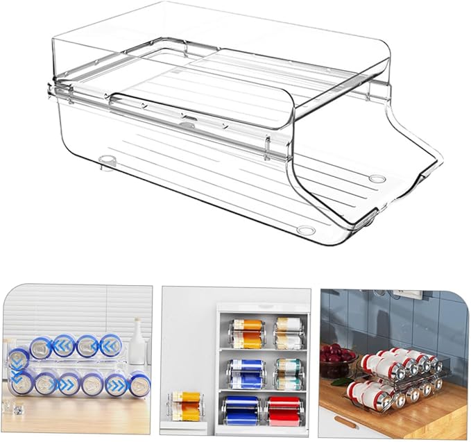 BESTOYARD Soda Fridge Organizer Water Bottle Storage Box Can Dispenser for Pantry
