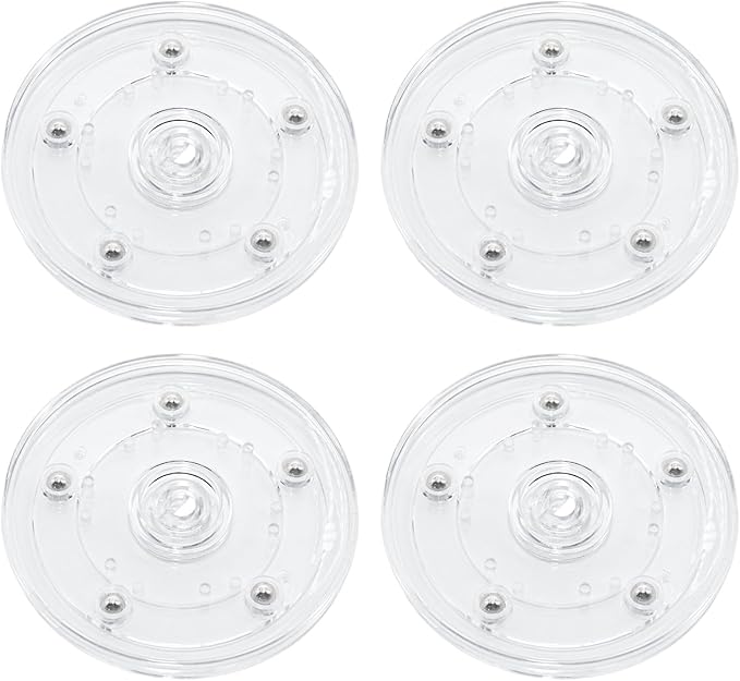 4 Pcs Clear 4 inch Acrylic Lazy Susan Rotating Turntable Organizer Bearings - Round Swivel Plate for Spice Rack, Table, Cake, Kitchen Pantry