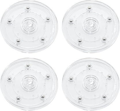 4 Pcs Clear 4 inch Acrylic Lazy Susan Rotating Turntable Organizer Bearings - Round Swivel Plate for Spice Rack, Table, Cake, Kitchen Pantry
