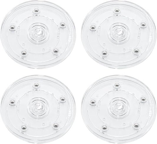 4 Pcs Clear 4 inch Acrylic Lazy Susan Rotating Turntable Organizer Bearings - Round Swivel Plate for Spice Rack, Table, Cake, Kitchen Pantry