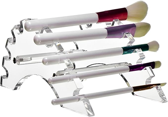 AMT Acrylic Pen Holder, CLEAR Makeup Display, Thick and Sturdy, Organizer Holder for Makeup Brush Fountain Pen, E-Cigarette, Vapor Display Case. (10 Slots)