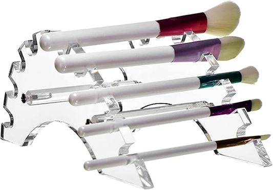 AMT Acrylic Pen Holder, CLEAR Makeup Display, Thick and Sturdy, Organizer Holder for Makeup Brush Fountain Pen, E-Cigarette, Vapor Display Case. (10 Slots)