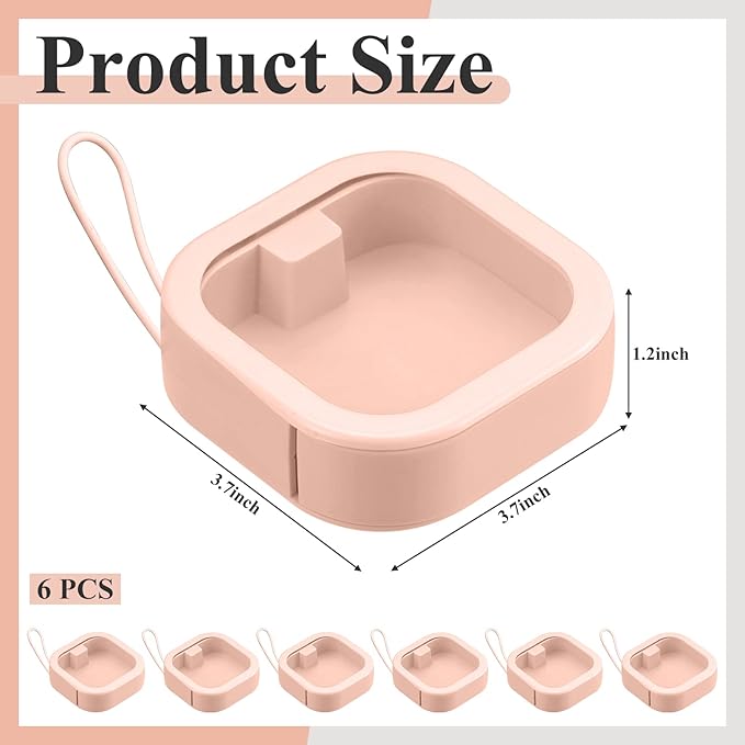 Kathfly 6 Pcs Hair Tie Organizer, Portable Bobby Pin Holder, Stackable Hair Accessories Holder for Travel, Cotton Swabs Dispenser, Jewelry Organizer Box(Pink)
