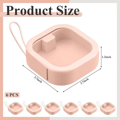 Kathfly 6 Pcs Hair Tie Organizer, Portable Bobby Pin Holder, Stackable Hair Accessories Holder for Travel, Cotton Swabs Dispenser, Jewelry Organizer Box(Pink)