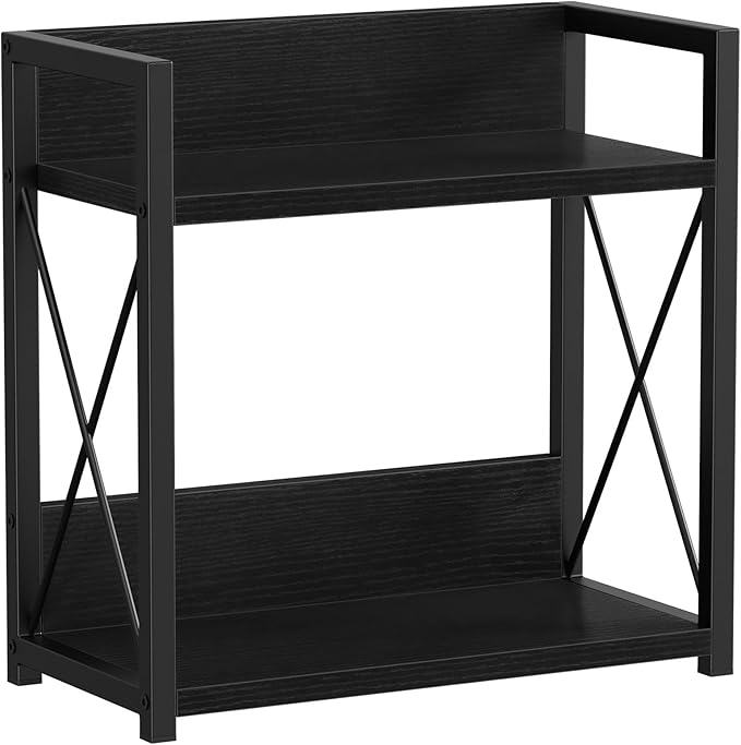 Giikin Kitchen Countertop Organizer, 2 Tier Coffee Bar Organizer, Black Spice Rack for Counter, Kitchen Counter Shelves, Particleboard, Large Size (15.8" L x 7.9" W x 15.8" H), Black