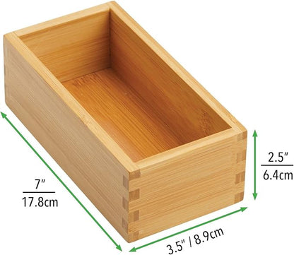 mDesign Bamboo Storage Bin Container, Drawer Organizer Crate Boxes for Kitchen Pantry Cabinet, Shelf, Island or Countertop, Holds Snacks, Spices, or Drinks, Echo Collection, 2 Pack, Natural/Tan