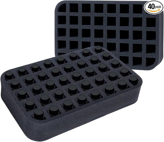 Essential oils Organizer Holder Foam Pad with Slots, Holds 40 bottles of 10ml、15ml Bottles, Removable Dividers，Black