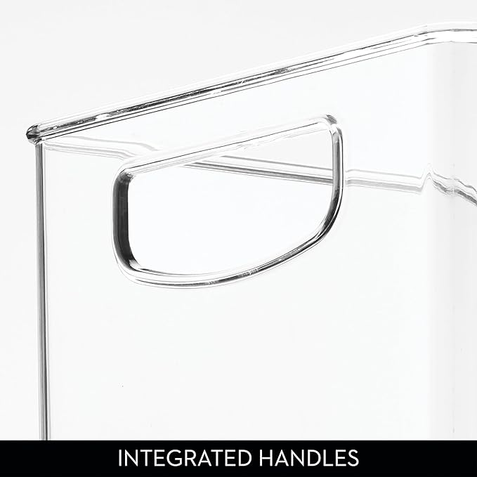 iDesign Stackable Pantry Bins with Handles, 2 Small Bins and 1 Medium Bin, 3 Pack, Clear, Made in USA