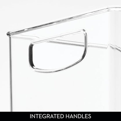 iDesign Stackable Pantry Bins with Handles, 2 Small Bins and 1 Medium Bin, 3 Pack, Clear, Made in USA
