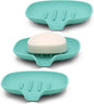 3 Pack Soap Bar Holder, AIMAIAIMAI Self Draining Soap Dish, Quick Drainage, Soap Dishes for Bathroom, Shower, Silicone Soap Tray for Kitchen, Dishwasher Safe (Green)