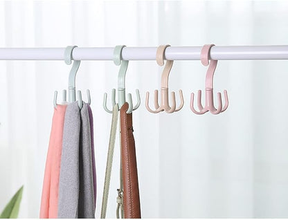 2PCS Rotating Handbag Hanger, Scarf Tie Rack Hooks Hoodie Hanger 360 Degree Rotating Closet Organizers with 4 Claws Multifunctional Closet Handbag Hook Scarf Hanging (Green)