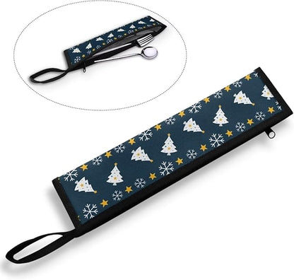 Christmas Trees Snowflakes Flatware Storage Bag Tableware Carrier Bag Dinnerware Organizer Easy of Cleaning & Light to Carry with Handle Holds up to The Rest of Time