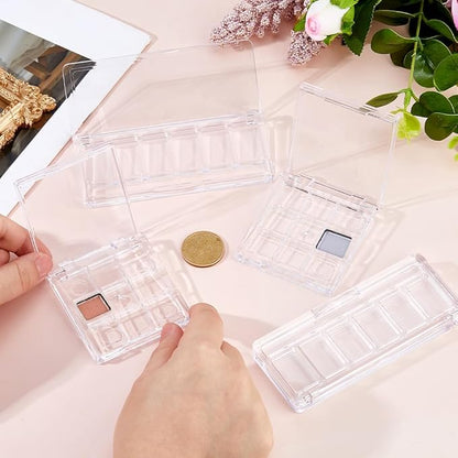 SUPERFINDINGS 4Pcs 2 Styles Empty Makeup Palette Depotting Cases Plastic DIY Eyeshadow Box Kit Clear Eyeshadow Powder Blush Lipstick Palette Dispensing Storage Boxes for Travel DIY